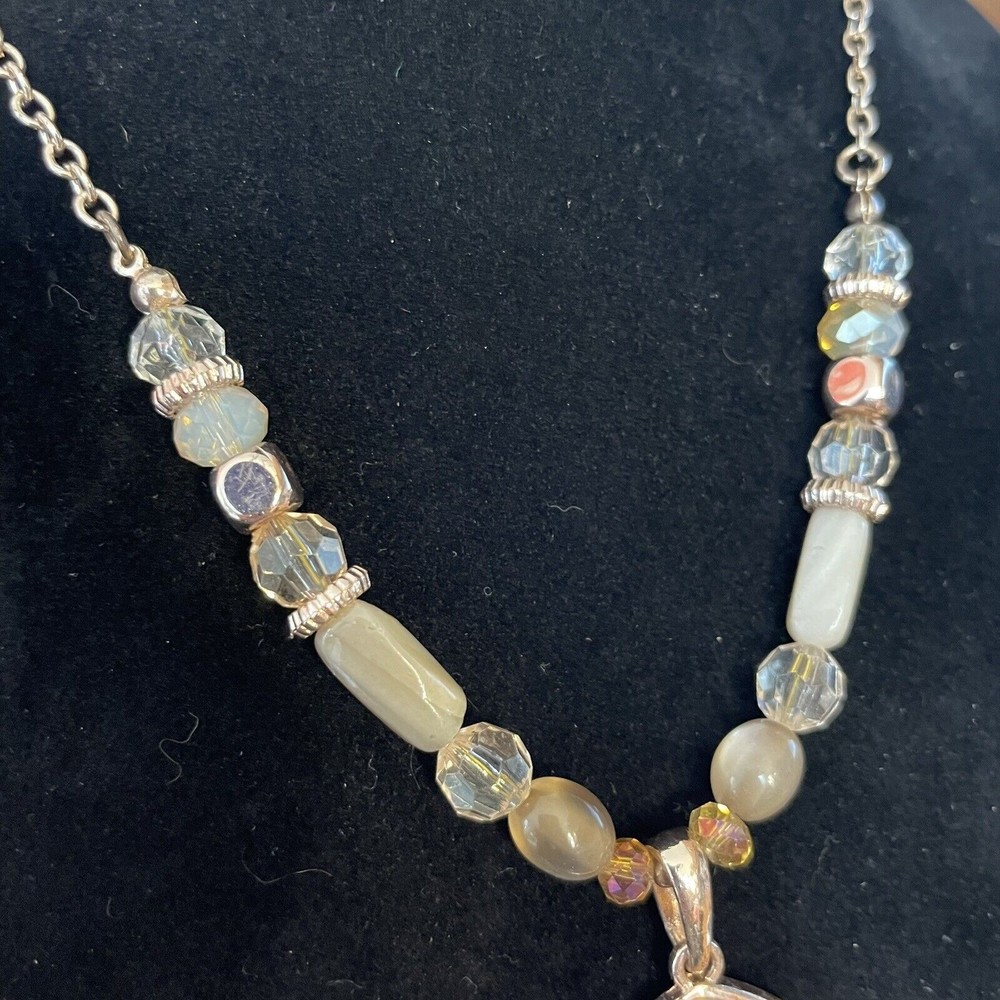 Beaded Rose Gold Tone Rhinestone Pendant Statement Necklace - Picture 3 of 4